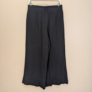 Soft Surroundings Wide Leg Pants Black Elastic Waist Breezy Coastal - Size M